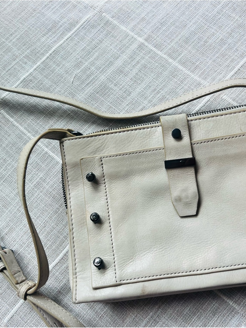 Botkier Cream Leather Crossbody with Stud Detail